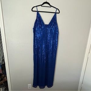 Shein Double crazy blue sequin jumpsuit XL